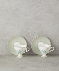 English Home Valentina New Bone China 4 Parça 2 Kişilik Kahve Fincan Takımı 80 ml Açık Yeşil