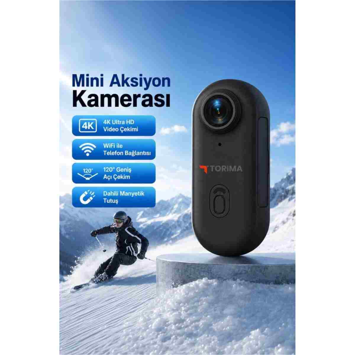 Torima Aksiyon Kamerası 1080 P Manyetik Giyilebilir Geniş Açılı Klips Tasarımlı Kamera CMR34 Siyah - Görsel 3