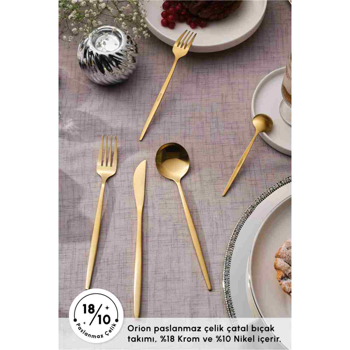 Karaca Orion Matte Gold 30 Parça 6 Kişiik Çatal Kaşık Bıçak Seti - Görsel 6