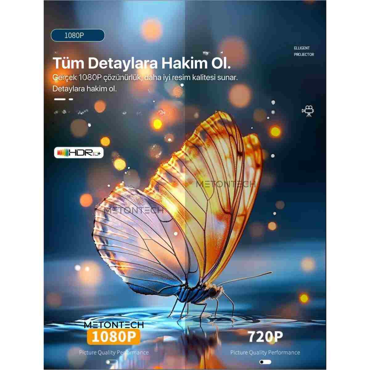 METONTECH Bataryalı Taşınabilir Android Projeksiyon Cihazı 2026 Seri | 4K Destekli WiFi Bluetooth, Ev Sineması - Görsel 5