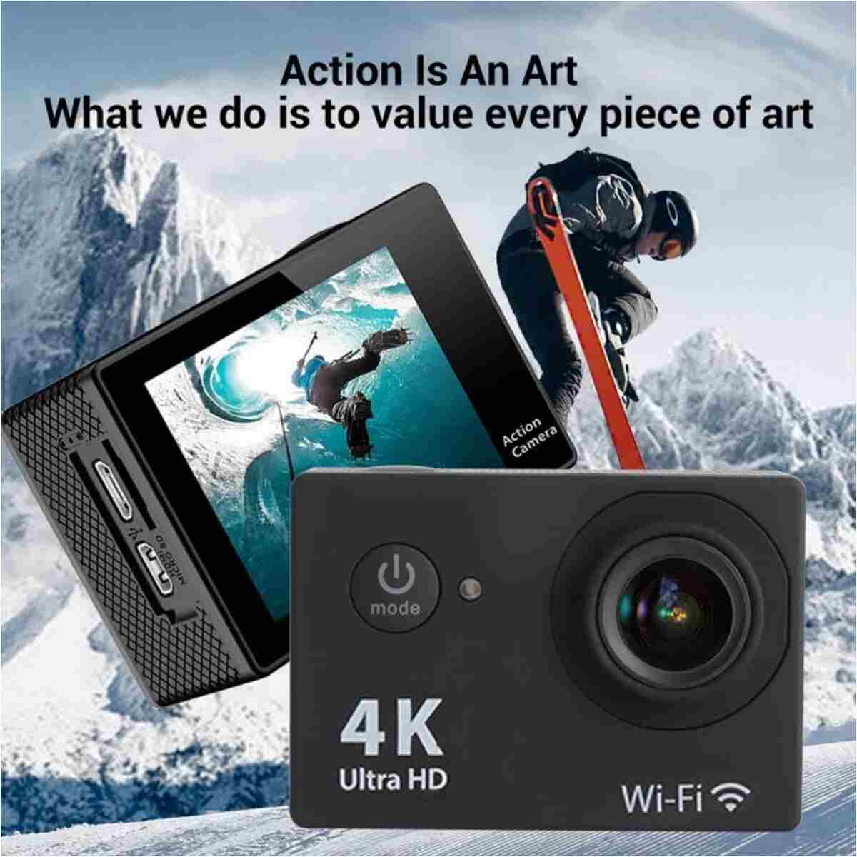 ErginGroup 4K Ultra HD Kumandalı Sports Kamera Suya Dayanıklı Aksiyon Kask Motosiklet İzciTakip Video Kamerası - Görsel 5