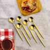 FBZhome 6'lı Lüx Yuvarlak Gold Çay Kaşığı - Kaşık 13 Cm