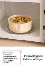 Vienev 4'lü Yuvarlak Saklama Kabı Seti Çizgili Bej | 2.5l 1.5l 0.80l 0.45l | Mikrodalga Ve Dondurucu Uyumlu - Görsel 9