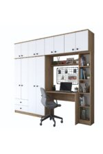 Rani Mobilya Rani Ba122 Geniş Gardırop Elbise Dolabı + Çalışma Masası + Kitaplık Sepet Ceviz - Beyaz 216 X 240 Cm - Görsel 15