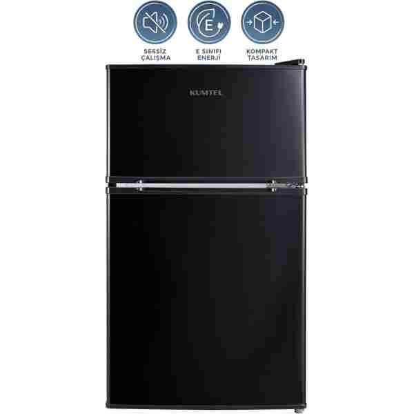 KUMTEL HTMF-90EB 87 L Çift Kapılı Mini Buzdolabı - Siyah
