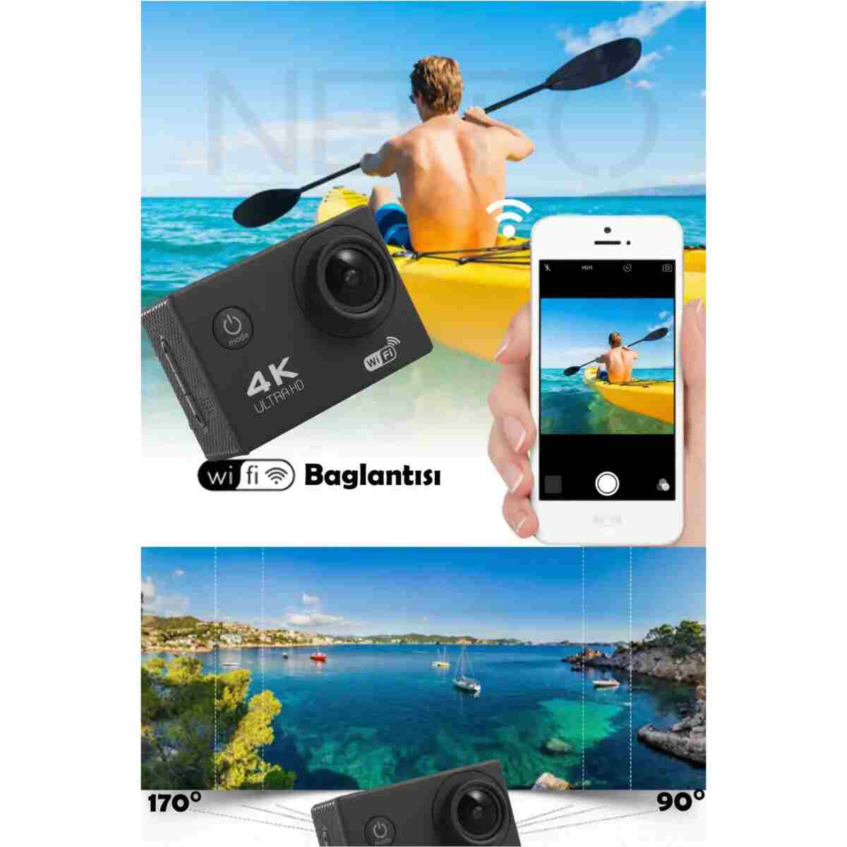 NEFFO Motorcu Seti 4K Aksiyon Kamerası + Intercom V10 – Motorcu interkom Sürüş İletişim Ve Çekim Seti - Görsel 15