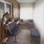 ElizzanMobilya Çay Seti Balkon Takımı Antrasit Kaz Ayağı 2 1 1 Puf Hediyeli
