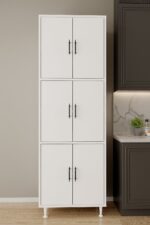 AEKA AE-3015 Mercan Beyaz 6 Kapaklı Çok Amaçlı Dolap Raflı Mutfak Kiler Banyo 195*63*35 Çok Amaçlı Dolap - Görsel 4