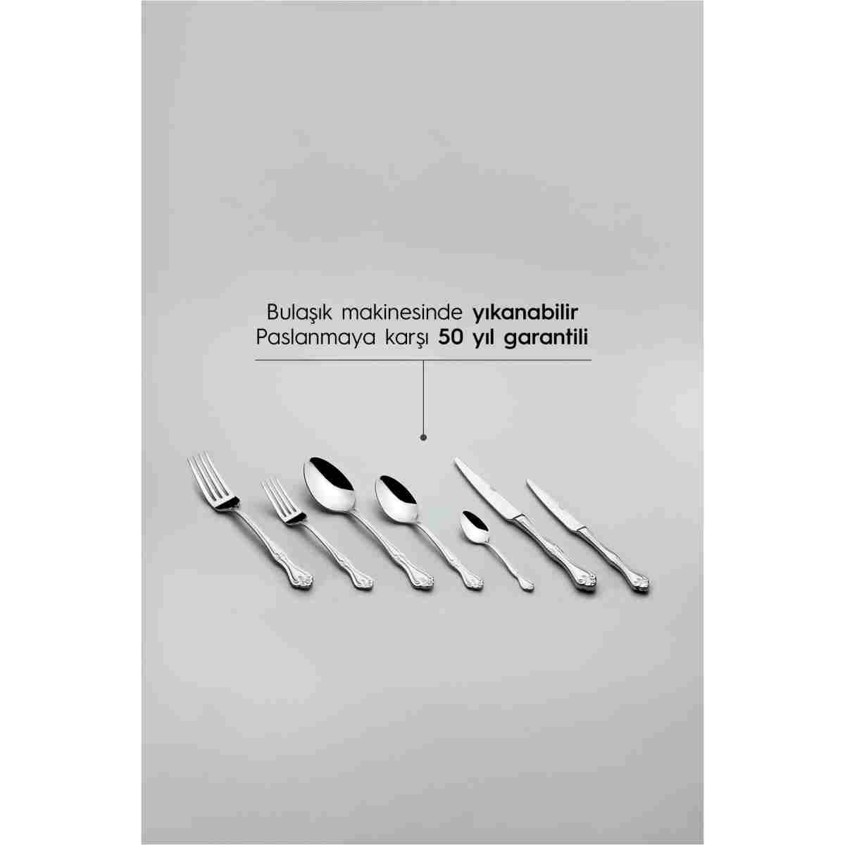 Nehir Lalezar Sade 12 Kişilik 84 Parça Kutulu Çatal Kaşık Bıçak Takımı - Görsel 4