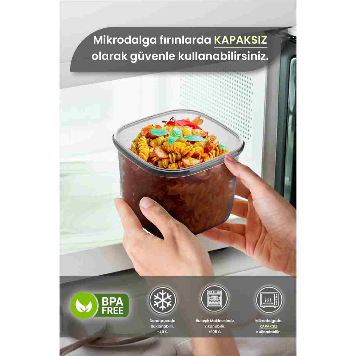 MYBOX 24'lü Set Etiketli Kare Erzak Saklama Kabı - Bakliyat Saklama Kutusu Baharatlık 8x(550-1200-1750 ML) - Görsel 2