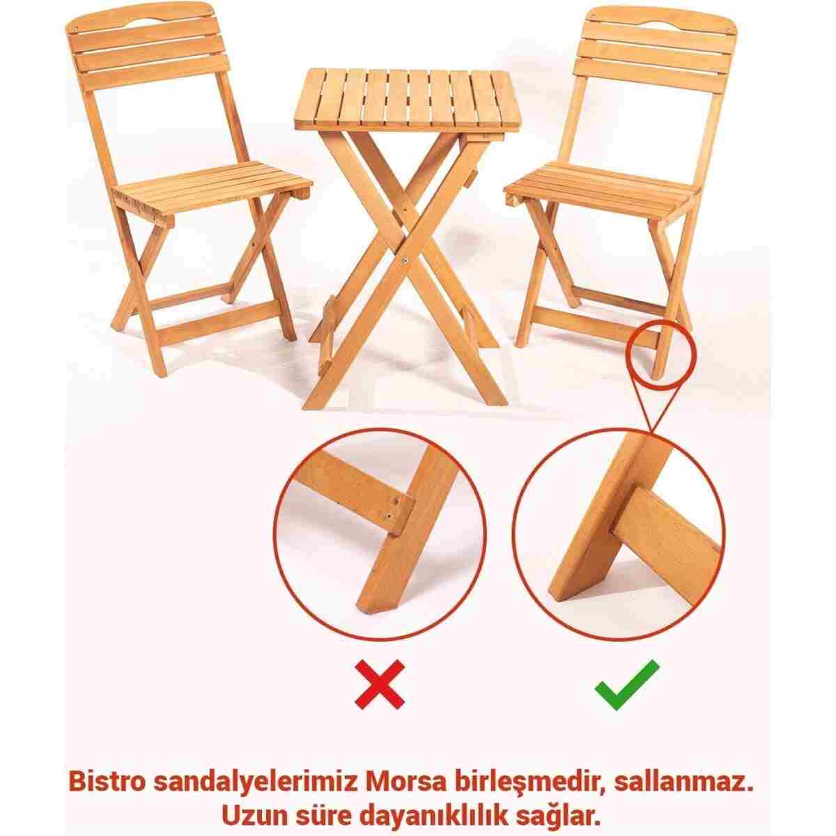 Meya Dekor Balkon - Bahçe - Mutfak 3'lü Bistro Set 2 Sandalye 1 Masa - Görsel 2