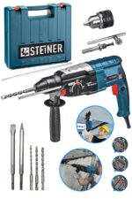 STEİNER Alman 4000 Watt Profesyonel Kırıcı Delici Hilti Darbeli Matkap Gri + 5 Adet Uç + Mandren