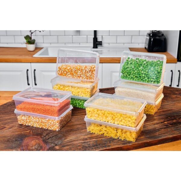 SUPERPUP Plastik Saklama Kabı 1 Ltre 10 Adet Kendinden Kapaklı Dondurucu Kabı Hava Almaz 19x13x6 Cm