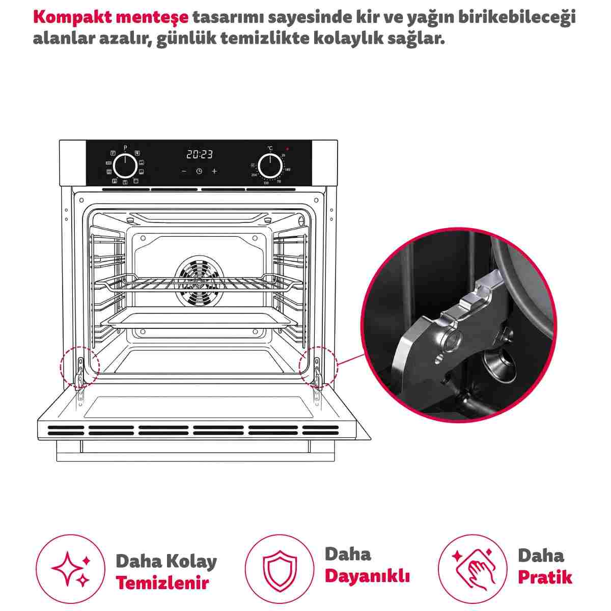 Simfer Ankastre Set Beyaz Cam Ocaklı Mekanik Power Turbo Fanlı 2'li Set (Fırın + Ocak) - Görsel 4