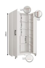 AEKA Ae-3035 Vezir Beyaz Kiler, Erzak Dolabı, Çok Amaçlı Mutfak Dolabı, Banyo,2 Kapaklı, Raflı, Tekerli - Görsel 2