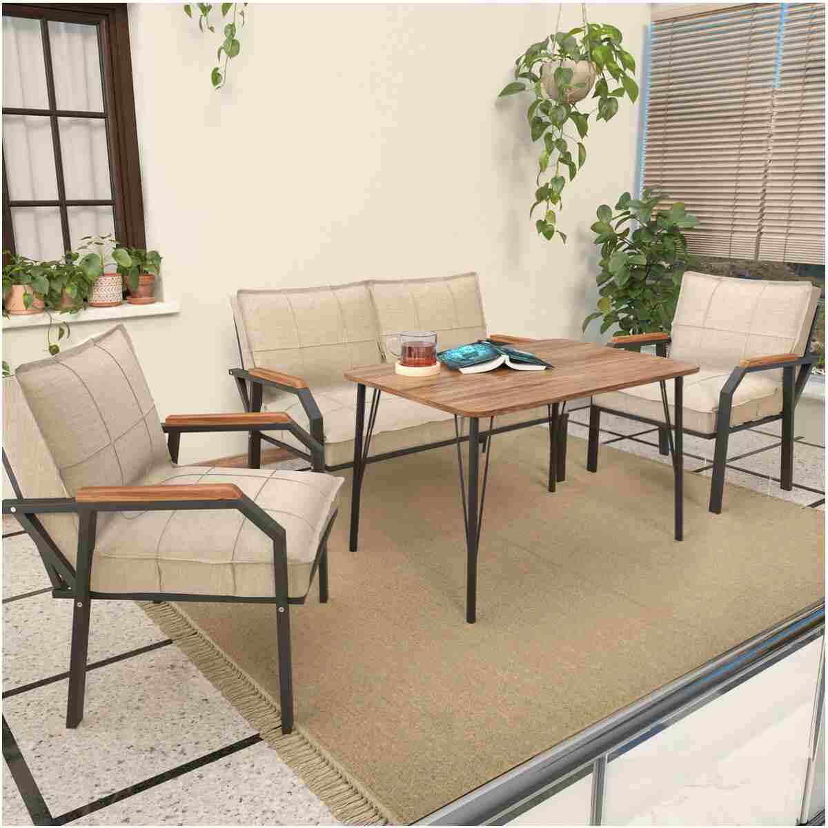 Mygusi Hayal Balkon, Bahçe, Cafe, Metal Kanepe Koltuk Takımı , Bahçe Mobilyası, 60x90 Masalı - 211 Krem - Görsel 2