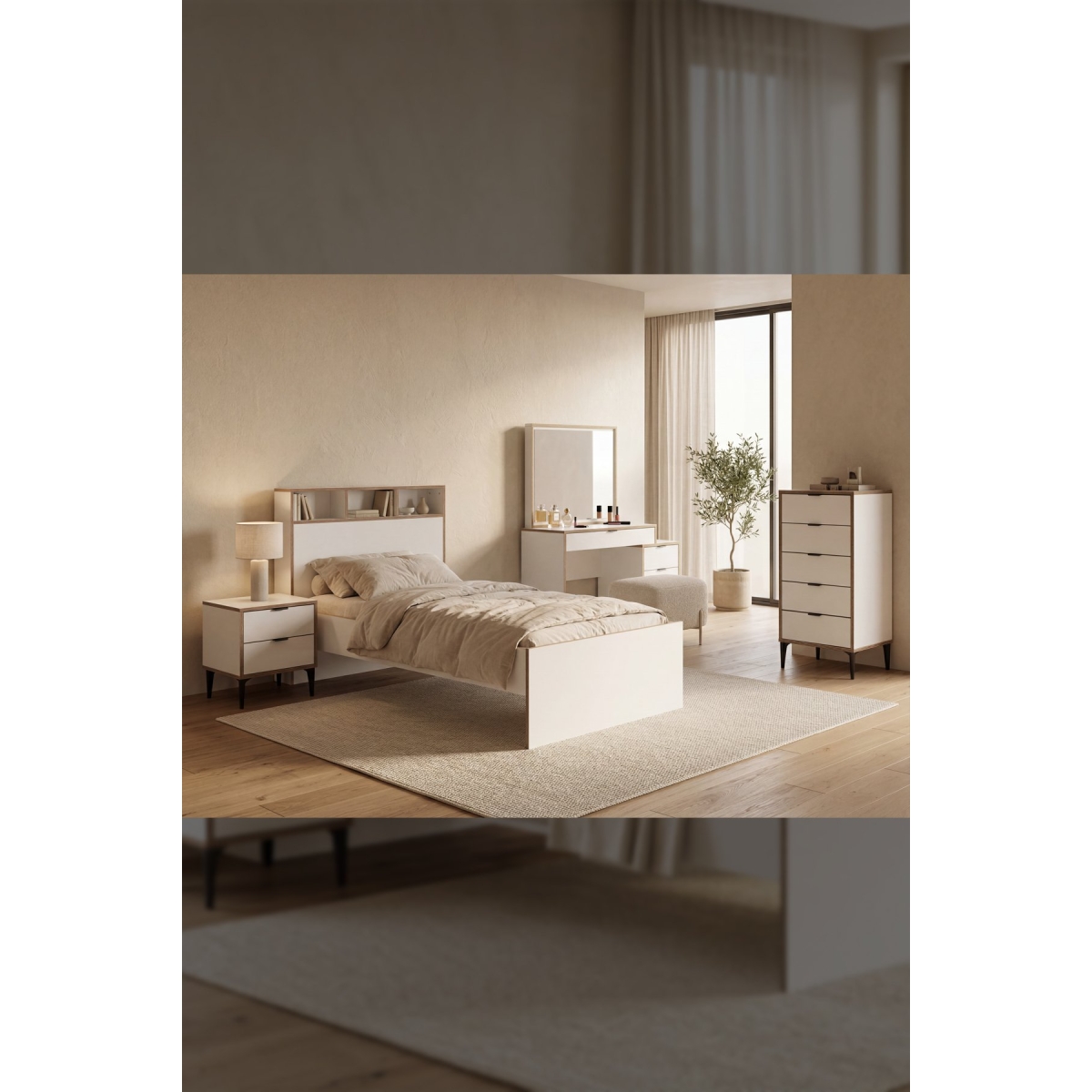 SARMOBİ Arden 5 Çekmeceli Şifonyer/Çamaşırlık 50x105x40 cm Beyaz – Modern Tasarım - Görsel 5