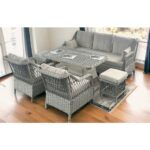 Tu Tienda PETRA 3+1+1+MASA+2PUF BAHÇE BALKON MOBİLYASI,GRİ RATTAN/VİZON KUMAŞ