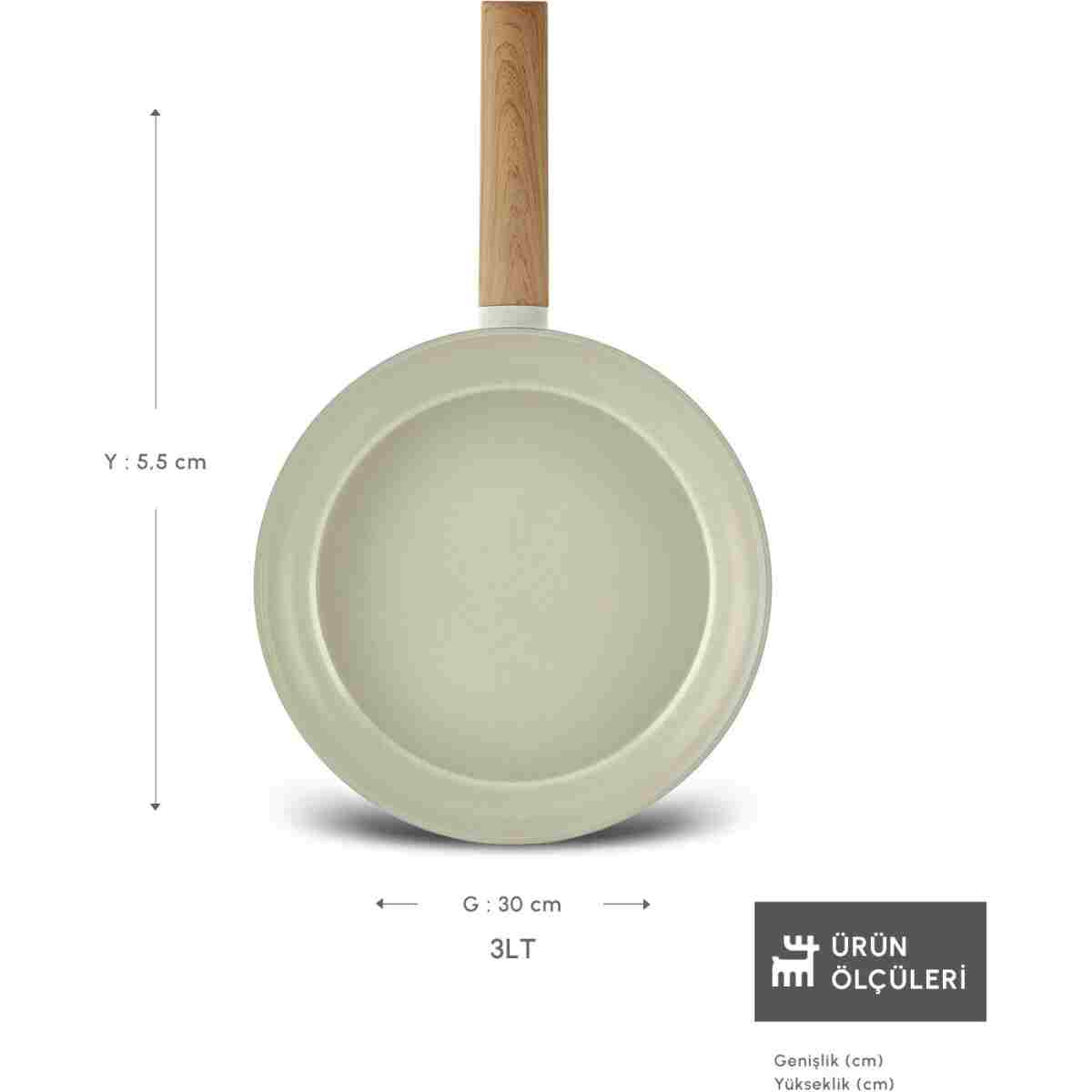 Karaca x Refika Swiss Crystal Almond Cream 0 Yağ İle Yanmaz Yapışmaz İndüksiyon Tabanlı Tava 30 Cm - Görsel 10