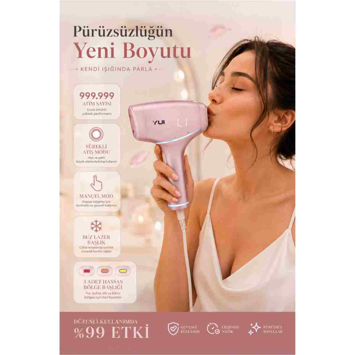 Yui Iplv15 Pro Vücut -yüz- Bikini Başlıklı Ağrısız Otomatik Ve Manuel Atım Buz Lazer Epilasyon Cihazı - Görsel 4