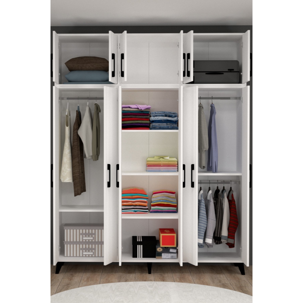MOBİLİQUE Diva On İki Kapaklı Modern Beyaz Gardırop XL - Görsel 2