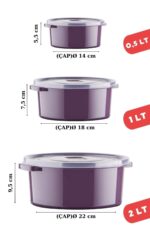 Nandy Home Mikrodalga Ve Difrizde Kullanılabilen Saklama Kabı Seti Yuvarlak 24'lü Mürdüm - Görsel 6