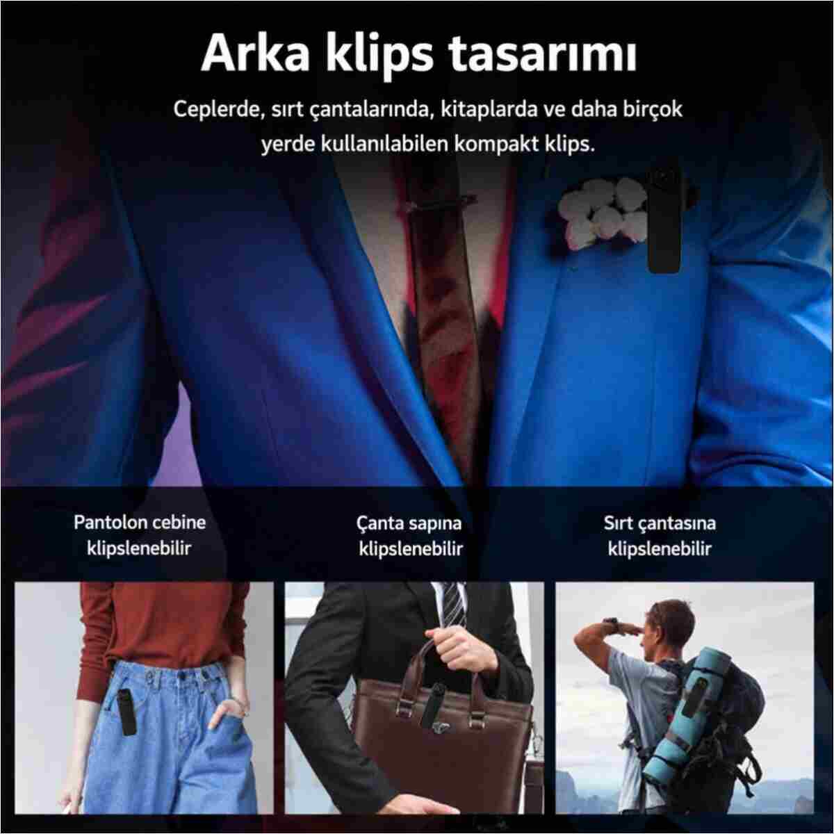 maetheus A18 Mini Yaka Kamerası 1080P Full HD Sesli Video Kaydedici Gece Görüşlü Hareket Algılamalı Taşınabilir Vücut Kamerası - Görsel 6