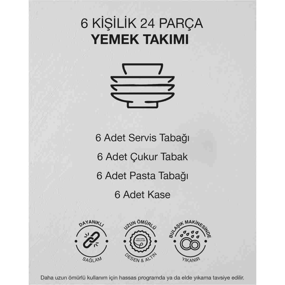 English Home Floral Symphony Bone Porselen Yemek Takımı 24 Parça 6 Kişilik Renkli - Görsel 7
