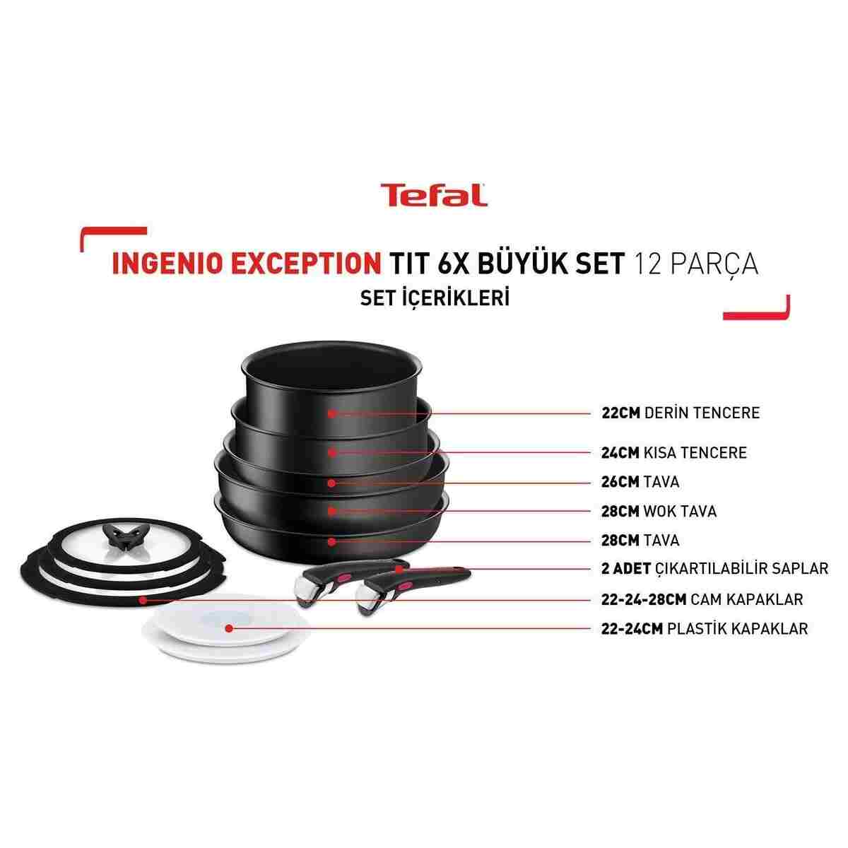 TEFAL Ingenio Exception Titanyum 6X Büyük Set 12 Parça - Görsel 2