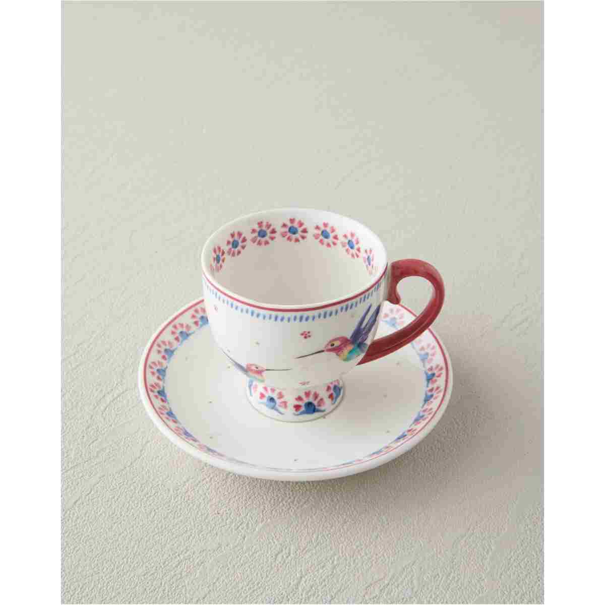 English Home Carnival Sparrow New Bone China Kahve Fincan Takımı 4 Parça 2 Kişilik Fuşya - Görsel 3
