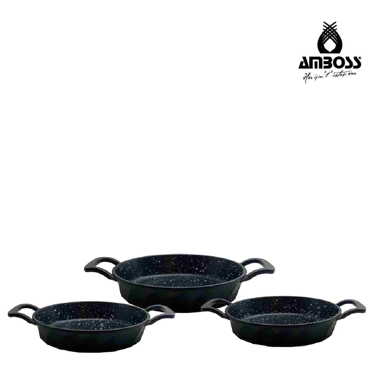 Amboss Kuvars 3 Parça Döküm Titanyum Kaplama Yanmaz Yapışmaz Sahan (OMLET) Seti - Görsel 8