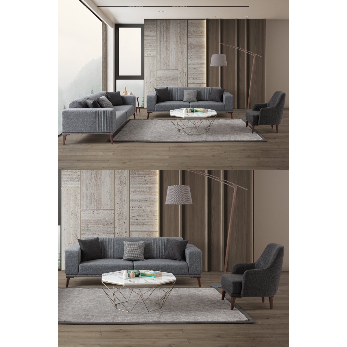 EDSY HOME Regnar 3+3+1 Koltuk Takımı Kahverengi - Görsel 12
