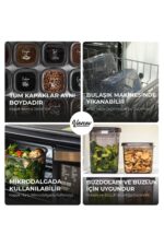 Vienev Beyaz Serigrafi Etiketli Kare Erzak Saklama Kabı 12'li Set 4x(0,55 LİTRE, 1,2 LİTRE, 1,75 LİTRE) - Görsel 5
