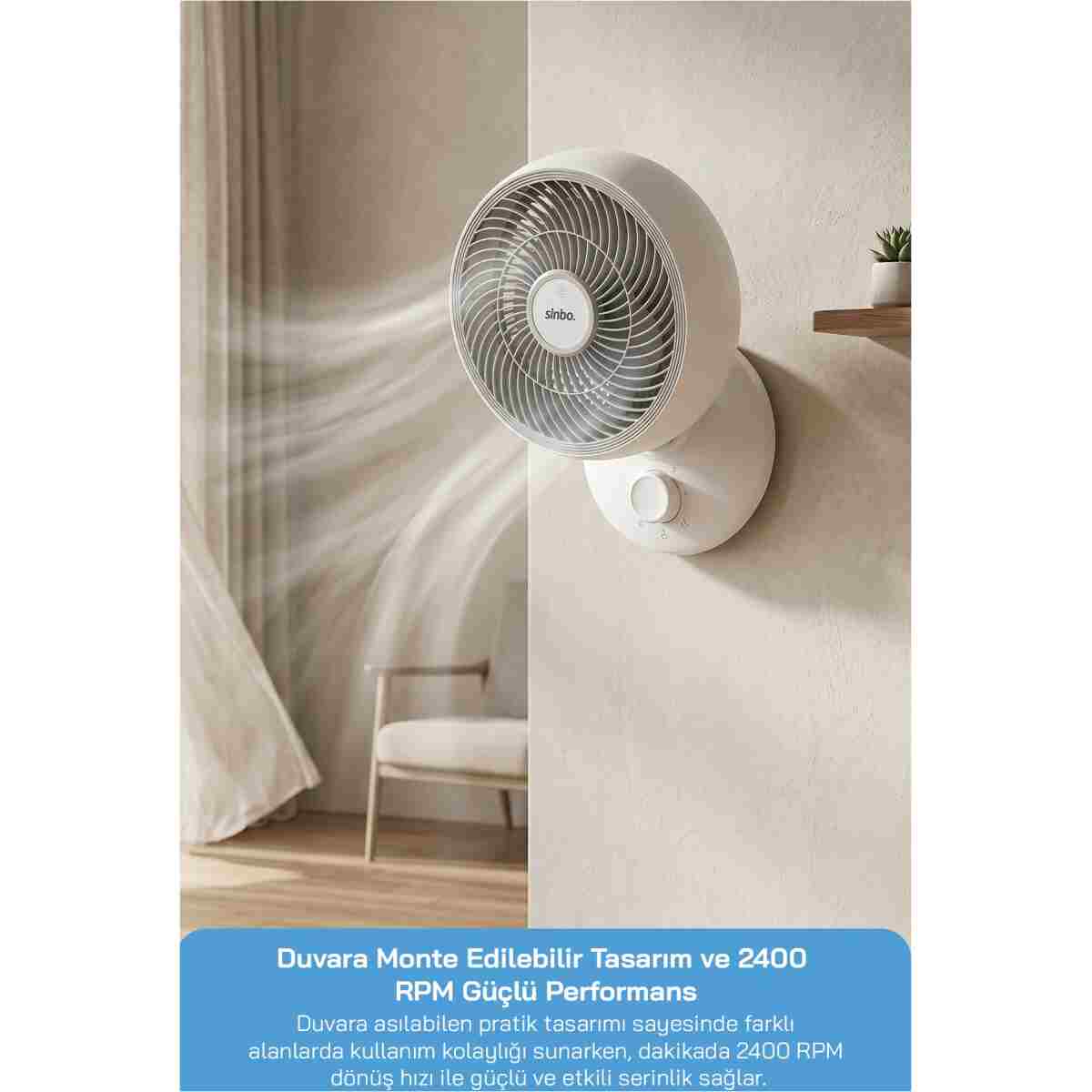 Sinbo SF-7701 Sessiz Mini Vantilatör Aroma Terapi Koku Yuvalı Otomatik Salınımlı Masaüstü Fan - Görsel 7