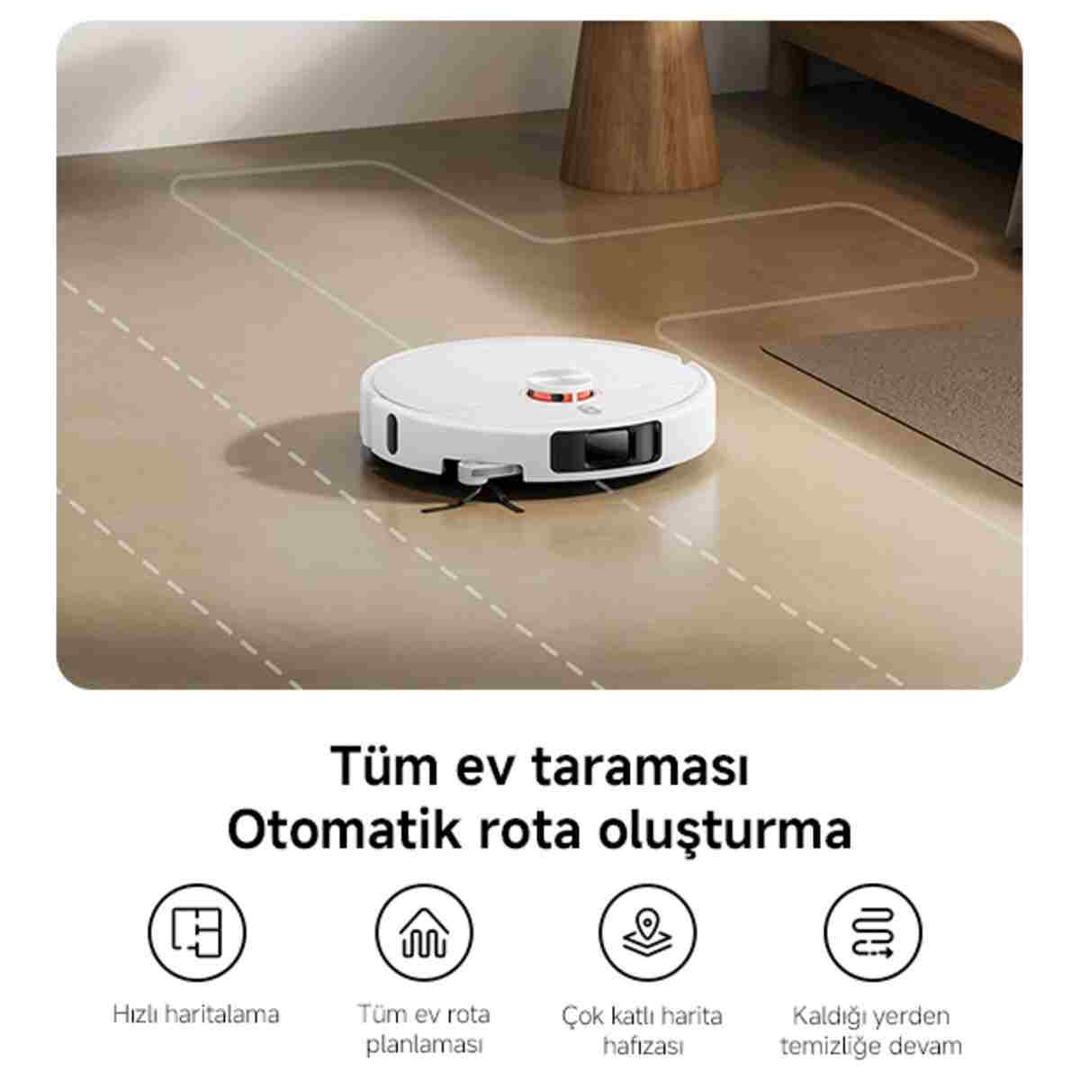 Robot Vacuum H50 Pro Beyaz Akıllı Robot Süpürge 15000 Pa Emiş Gücü ( Xiaomi Türkiye Garantili) - Görsel 12