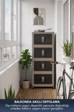 Lavine ”MEDIUM” 4 Katlı Portatif Dolap Organizer 30LT Çok Amaçlı Mıknatıs Kapaklı, Katlanır, Tekerlekli - Görsel 5