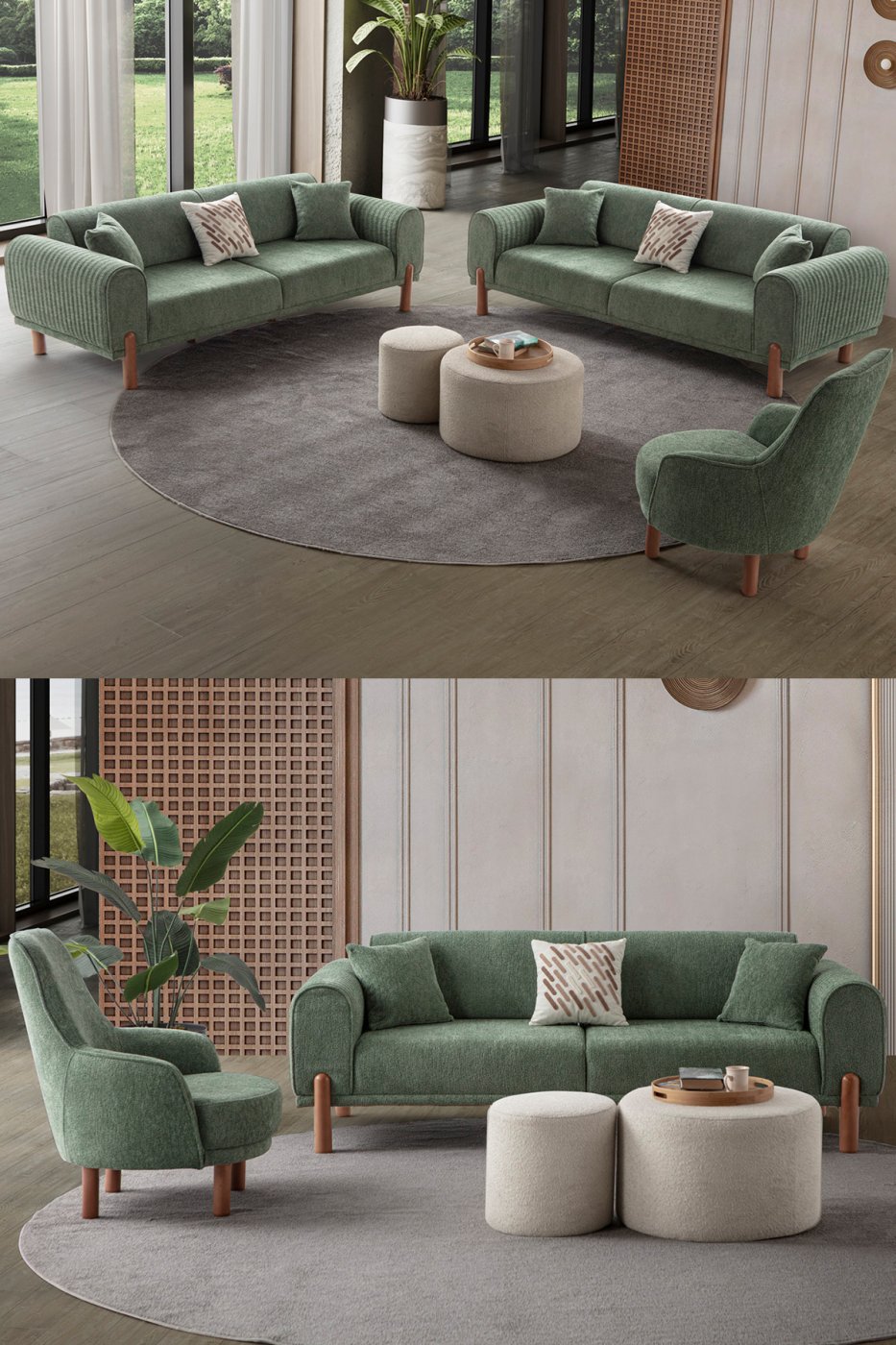 9bd63eff71e97ac00cc61a6f9f43d2ba EDSY HOME Armoni 3+3+1+1 Koltuk Takımı Yeşil - Görsel 1