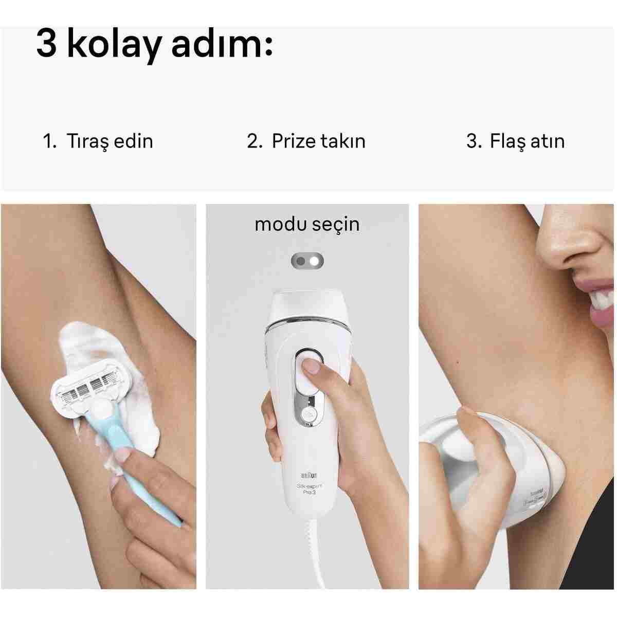 Braun IPL Silk·expert Pro 3, Evde Lazerle Tüy Alma, Çanta, Gillette Venus, 2 Başlık, PL3122 - Görsel 12
