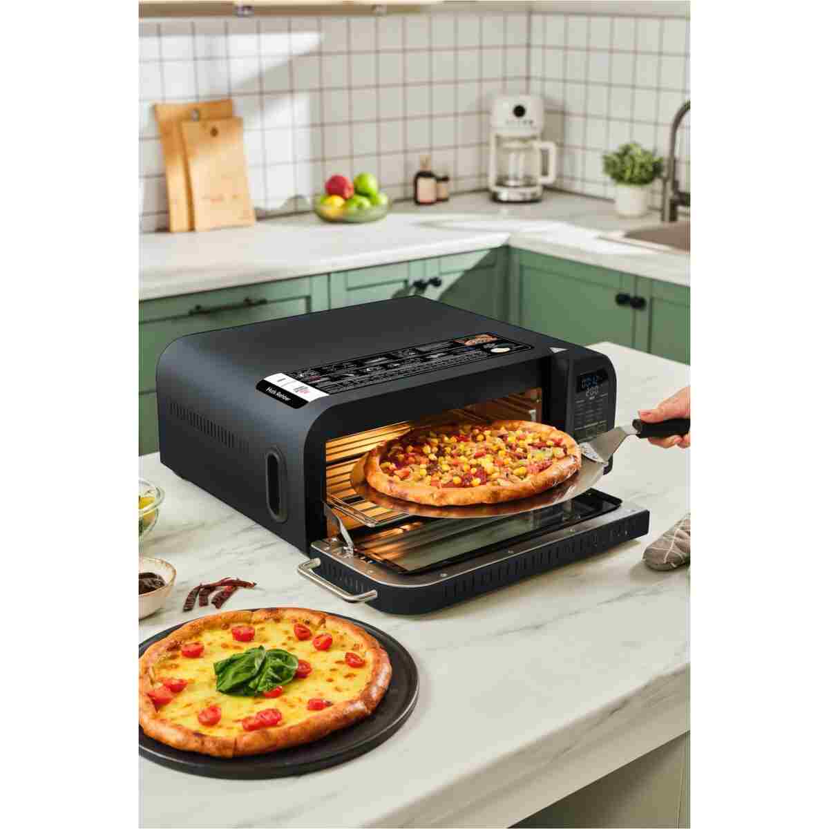 Karaca Multicrust Artisan Retro Pizza Makinesi ve Airfryer Mat Siyah - Görsel 3