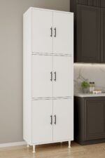 AEKA AE-3015 Mercan Atlantik Çam 6 Kapaklı Çok Amaçlı Dolap Raflı Mutfak Kiler Banyo 195*63*35 Çok Amaçlı Dolap - Görsel 7