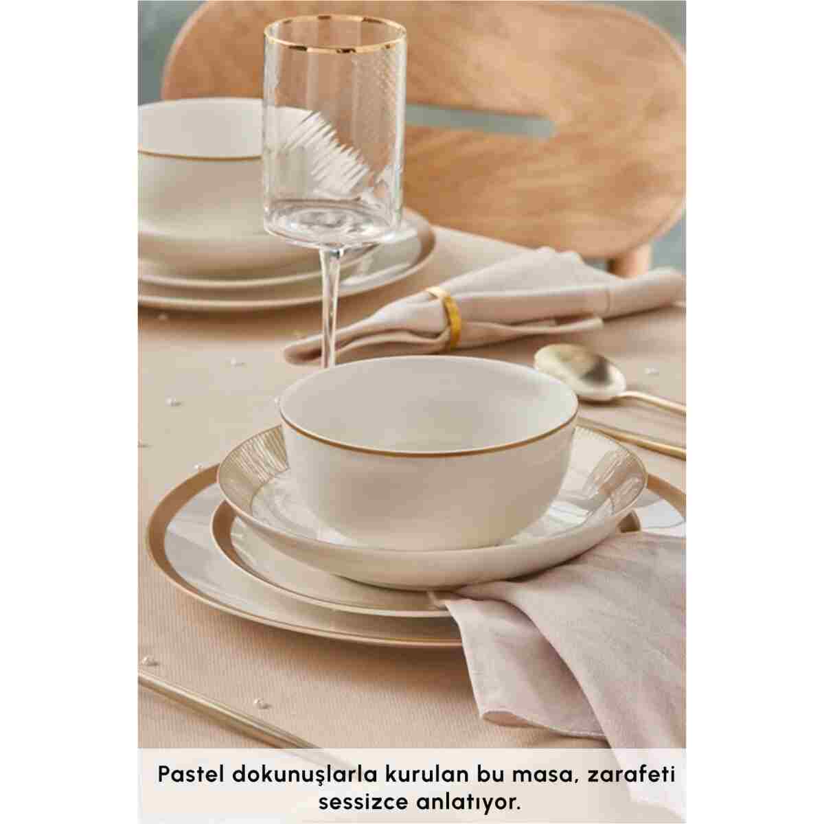 Karaca Forever Bone Gold Line 24 Parça 6 Kişilik Yemek Takımı - Görsel 4