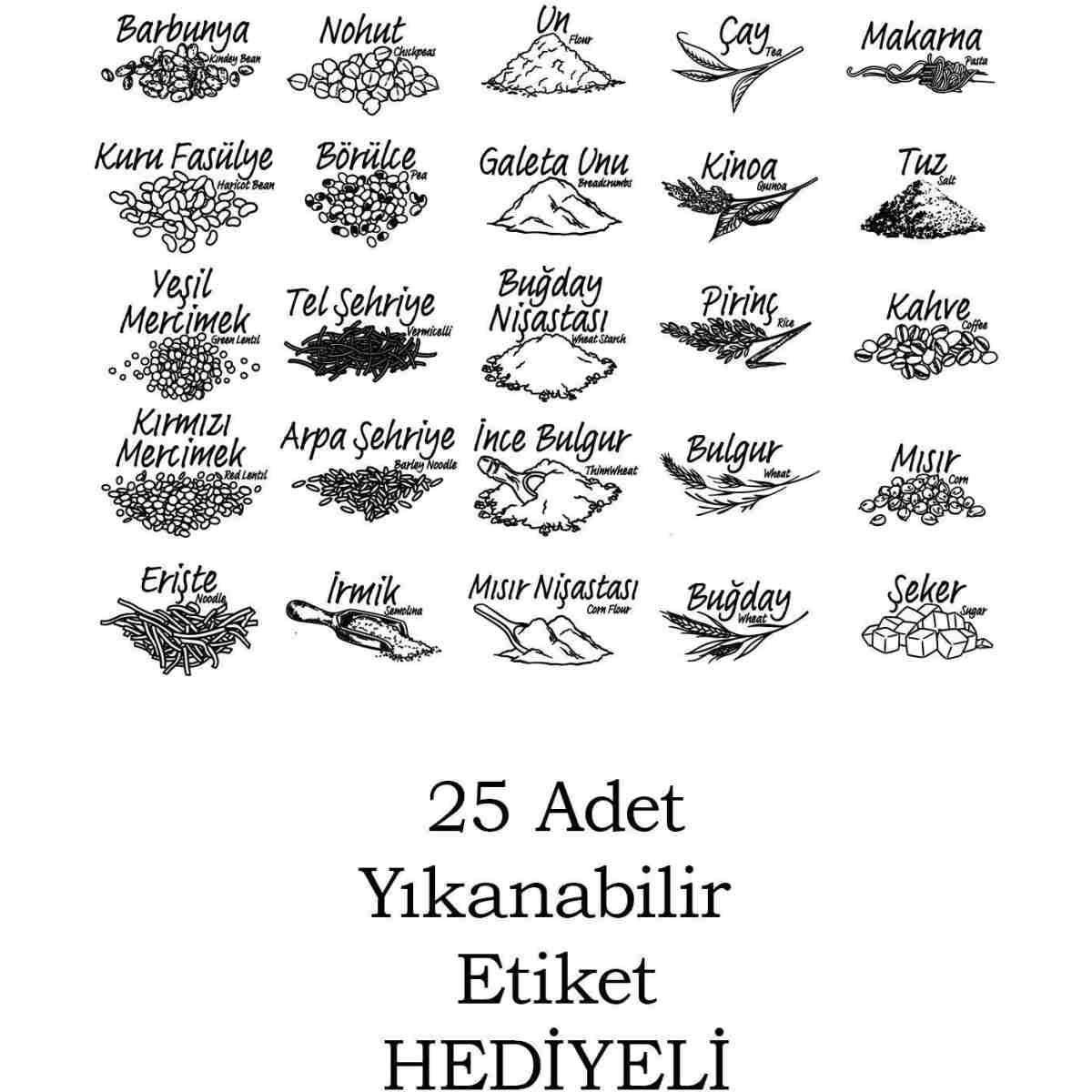 Porsima Org-432 Etiketli 12li Jumbo Boy - Bakliyat Saklama Kabı - Erzak Saklama Kabı Seti Şeffaf 1700 ml - Görsel 5