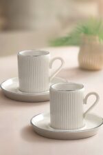 Kitchen Life Özel Tasarım Gümüş 12 Parça 6 Kişilik Çizgili Kahve Fincan Takımı 100 ml - Kahve Fincan Seti - Görsel 13