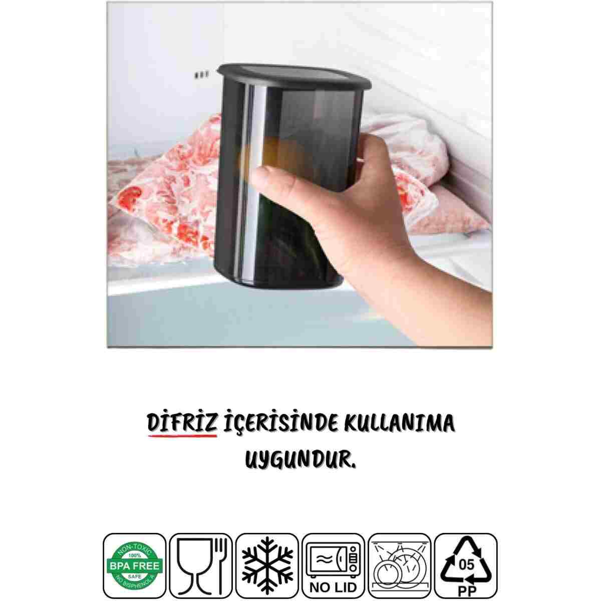 Nandy Home Etiketli 12 Adet 500 ml Ekonomik Kırılmaz Antrasit Saklama Kabı - Görsel 3