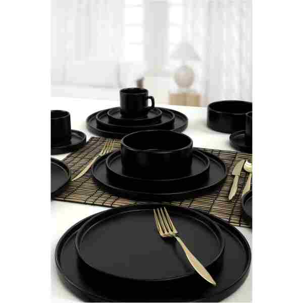 Keramika Mat Siyah Stackable Yemek/kahvaltı Takımı 20 Parça 4 Kişilik