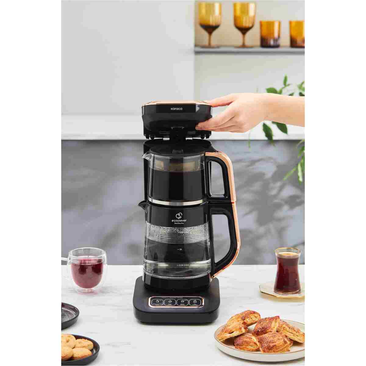 Karaca Robotea Pro 4 in 1 Konuşan Cam Çay Makinesi Black Copper - Görsel 2