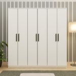 Metalia Gm 089 Favorite 6 Kapılı Aynasız Beyaz Siyah Kulplu Gardırop