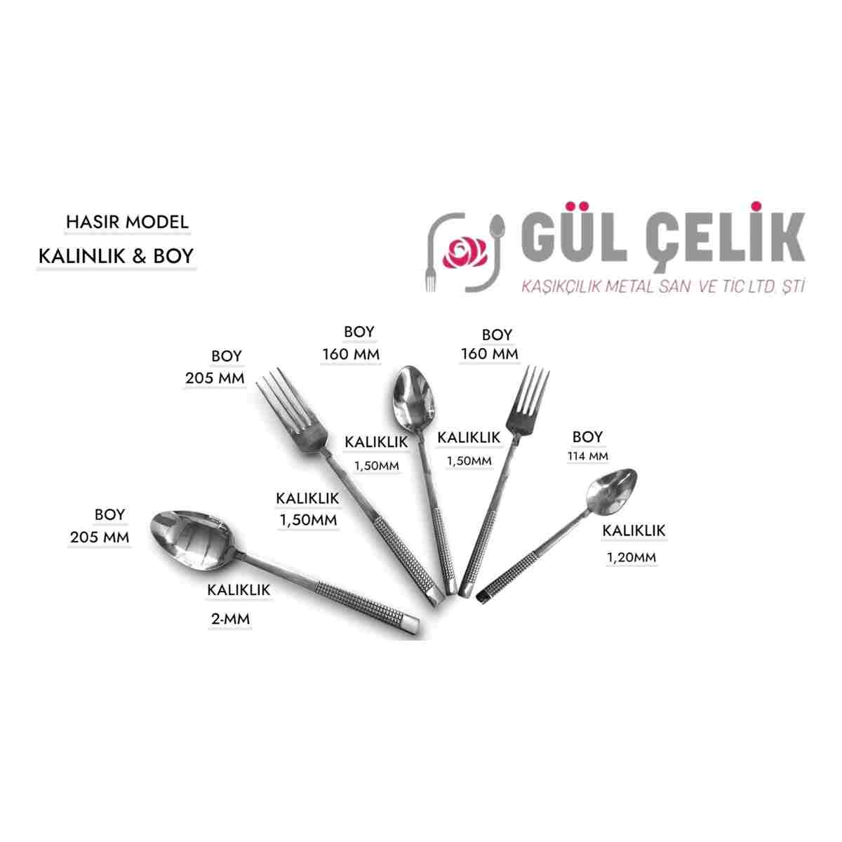 KAVEH 30 Parça 6 Kişilik Çatal Kaşık Seti Hasır Model Kutulu 18/0 Kalite - Görsel 2
