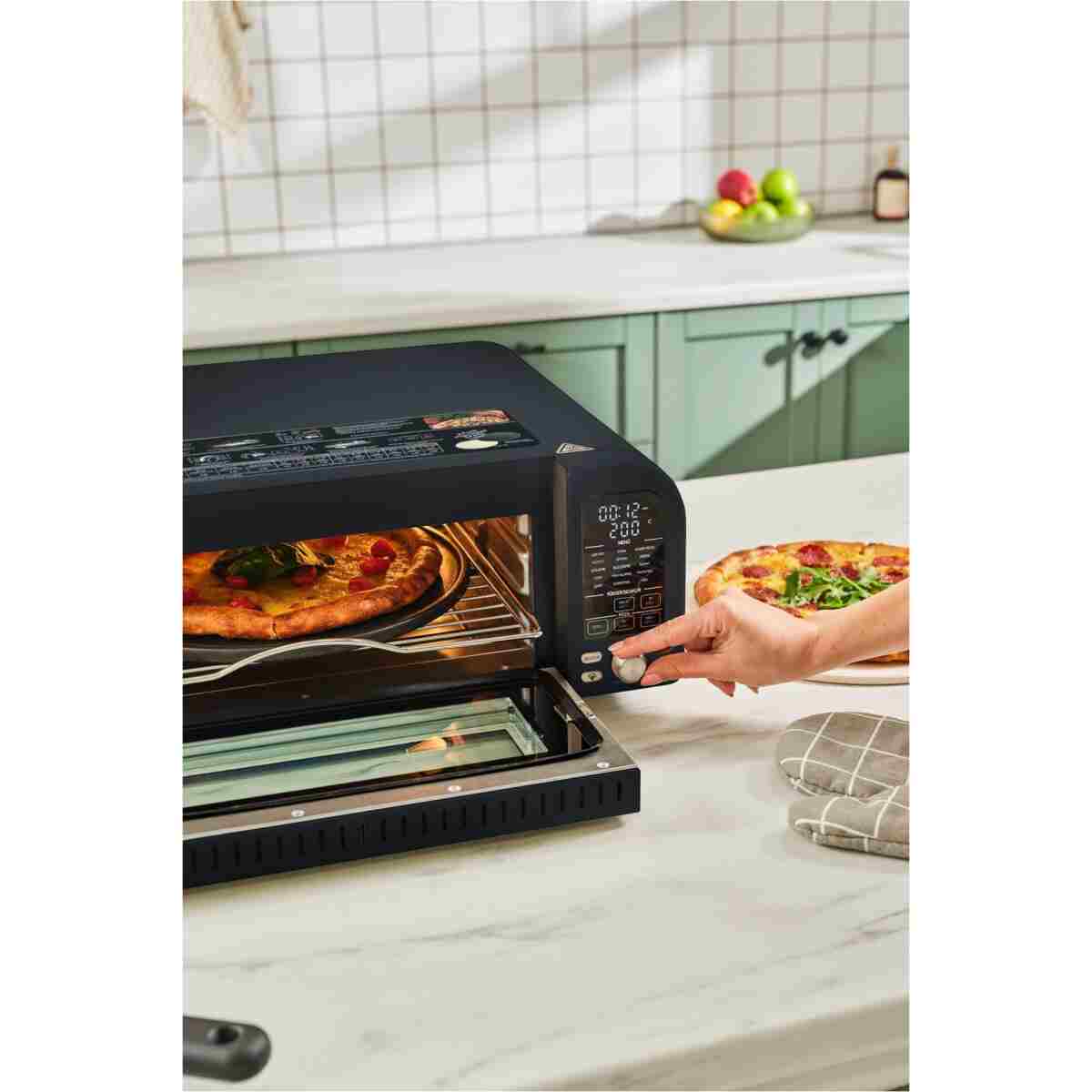 Karaca Multicrust Artisan Retro Pizza Makinesi ve Airfryer Mat Siyah - Görsel 4