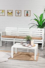 SANDALİE Lara 3 1 1 S Bahçe Takımı Balkon - Bahçe - Teras Mobilyası / Beyaz - Görsel 10